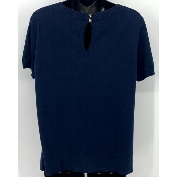 Ann Taylor Women Sweater Shirt Size Large Blue Crew Neck Knitted Keyhole New - Picture 3 of 7